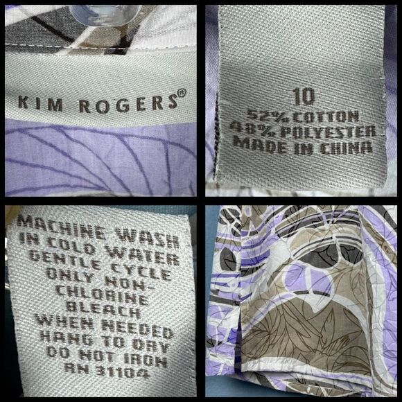 Kim‎ Rogers Button Front Short Sleeve Floral Hawaiian Style Print Shirt Size 10 - Picture 9 of 9